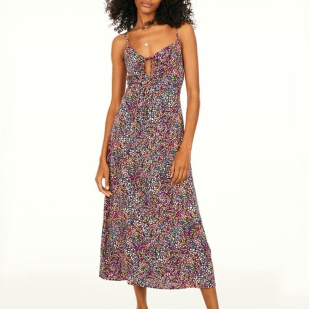 H&M Floral Spaghetti Strap Keyhole Smocked Dress Size XS - Picture 2 of 8